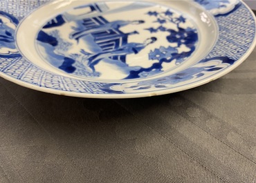 Two Chinese blue and white plates, Kangxi mark and of the period